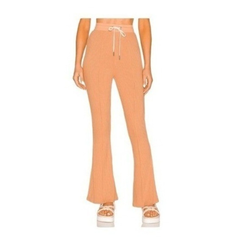 n:PHILANTHROPY Raya Yoga Lounge Pants Ribbed Knit Flare Legging Ginger Brown L